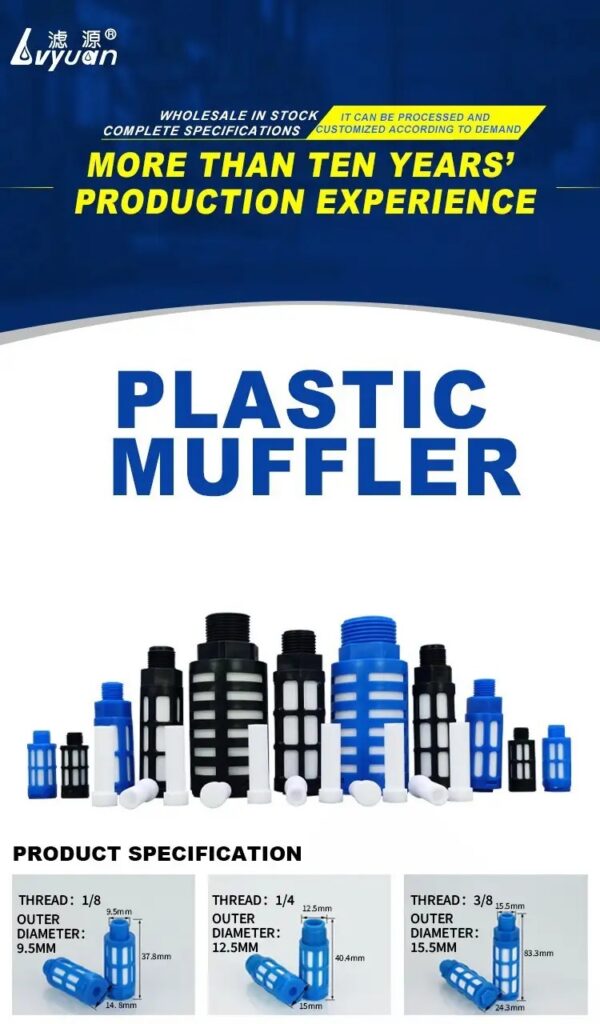 Pneumatic Plastic Muffler Silencer with Sound Absorbing